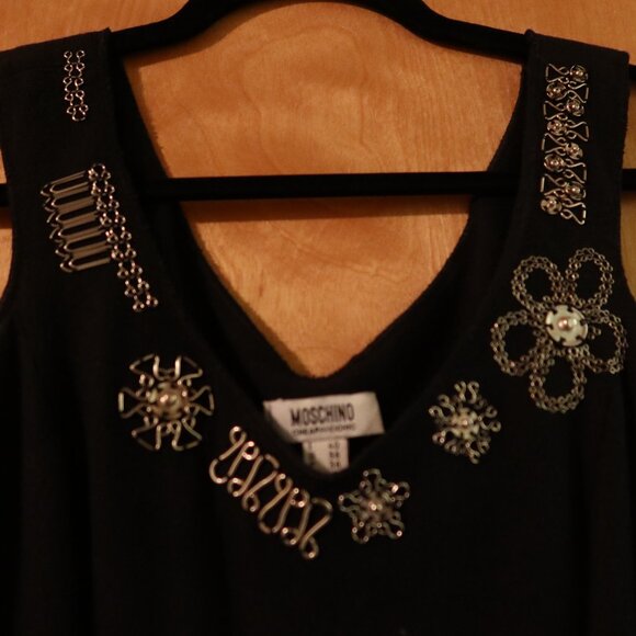 $1200 Moschino Cheap and Chic dress black with silver fit n flare size US 6/S - Picture 5 of 14